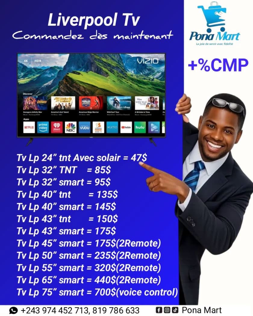 Téléviseurs Liverpool — TNT & Smart 24" à 75"